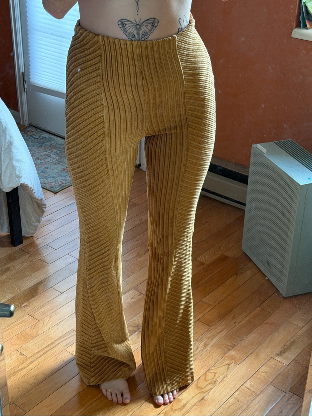 Free People Ribbed Corduroy Leggings in Gold